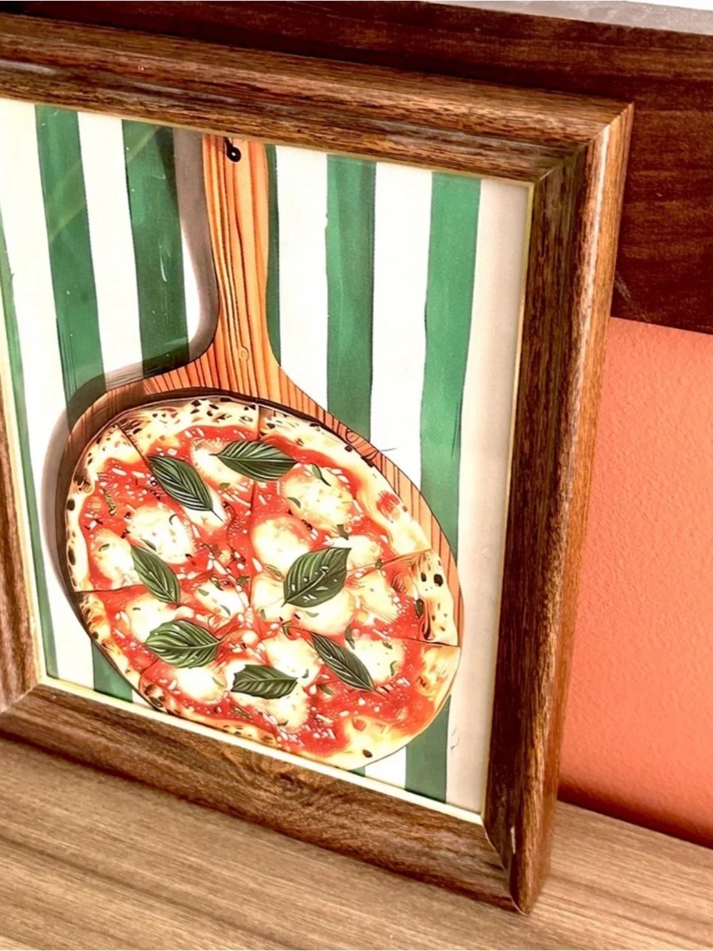 Margherita Pizza Italian Cuisine Wood Fired Pizza Kitchen Canvas Art Print Frame